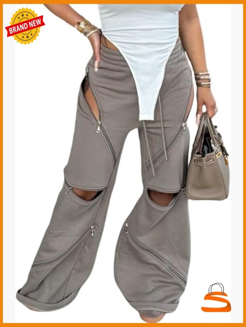 Y2K Wide Leg Cargo Pants Women Baggy Side Zipper Flare Sweatpants Streetwear